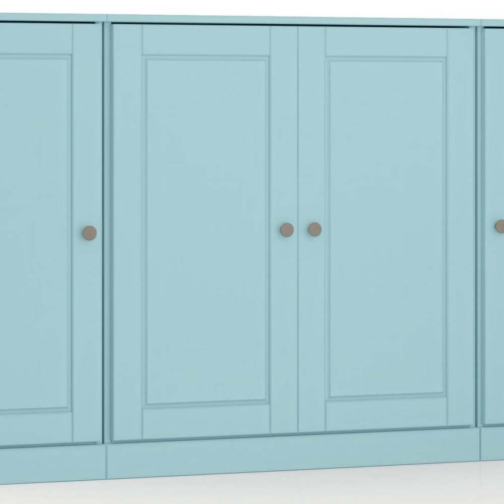 65" Aqua Solid Wood Sideboard With Four Glass Doors — view 4