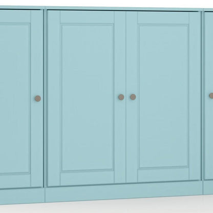 65" Aqua Solid Wood Sideboard With Four Glass Doors