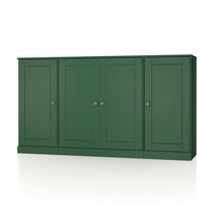 65" Green Solid Wood Sideboard With Four Glass Doors HomeRoots