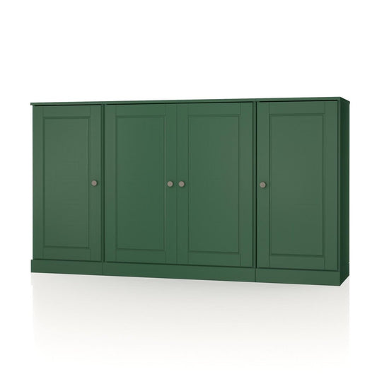 65" Green Solid Wood Sideboard With Four Glass Doors