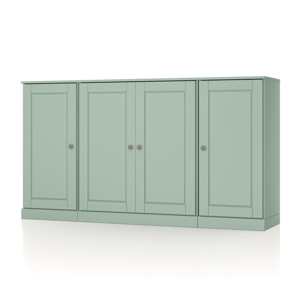65" Sage Solid Wood Sideboard With Four Glass Doors — view 1