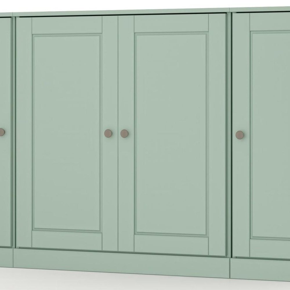 65" Sage Solid Wood Sideboard With Four Glass Doors — view 3