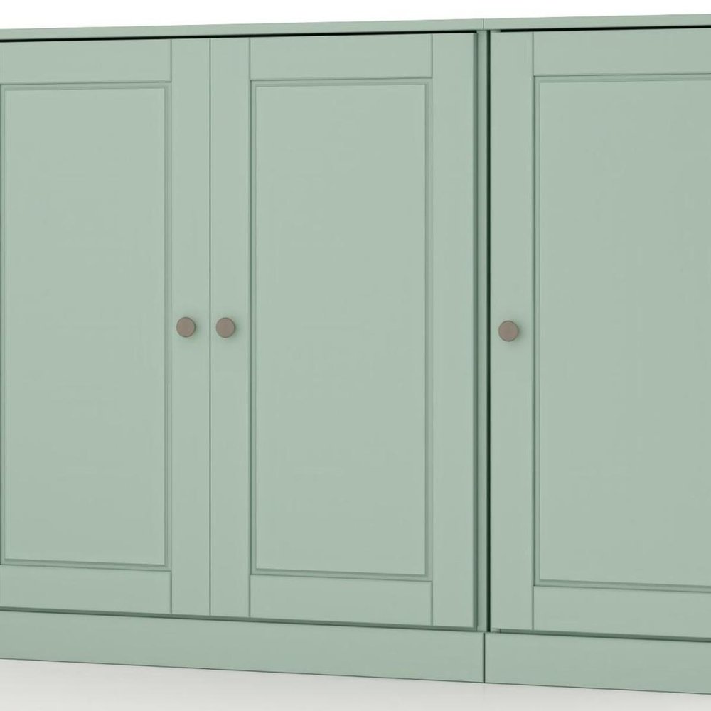 65" Sage Solid Wood Sideboard With Four Glass Doors