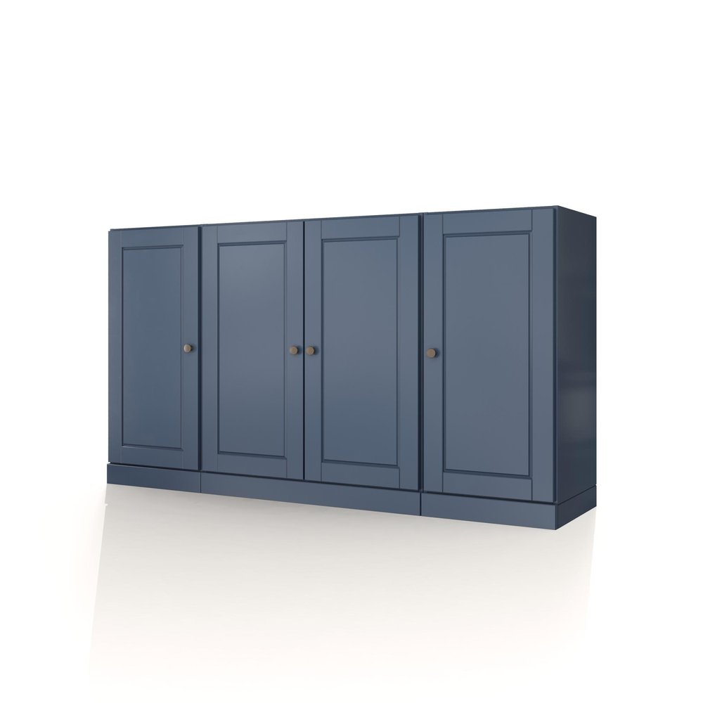 65" French Blue Solid Wood Sideboard With Four Glass Doors — view 4