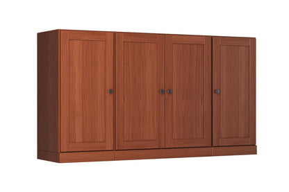 65" Coffee Solid Wood Sideboard With Four Glass Doors HomeRoots