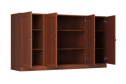 65" Coffee Solid Wood Sideboard With Four Glass Doors HomeRoots