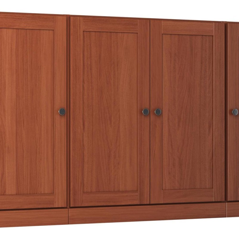 65" Coffee Solid Wood Sideboard With Four Glass Doors HomeRoots