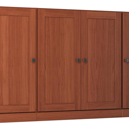 65" Coffee Solid Wood Sideboard With Four Glass Doors HomeRoots