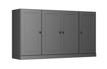 65" Gray Solid Wood Sideboard With Four Glass Doors HomeRoots