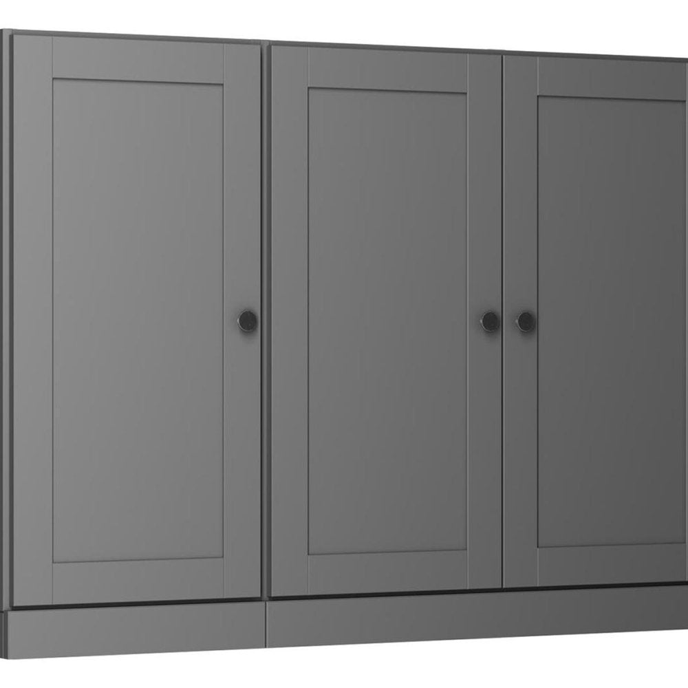 65" Gray Solid Wood Sideboard With Four Glass Doors — view 3