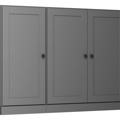 65" Gray Solid Wood Sideboard With Four Glass Doors HomeRoots