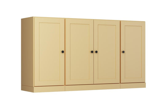 65" Yellow Solid Wood Sideboard With Four Glass Doors