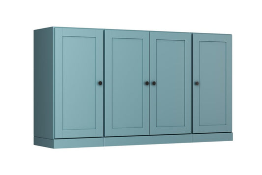 65" Aqua Solid Wood Sideboard With Four Glass Doors