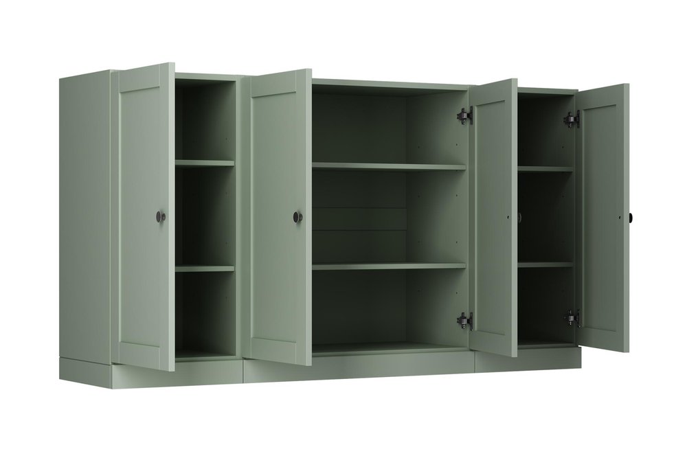 65" Sage Solid Wood Sideboard With Four Glass Doors — view 2