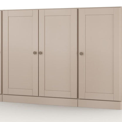 65" Beige Solid Wood Sideboard With Four Glass Doors