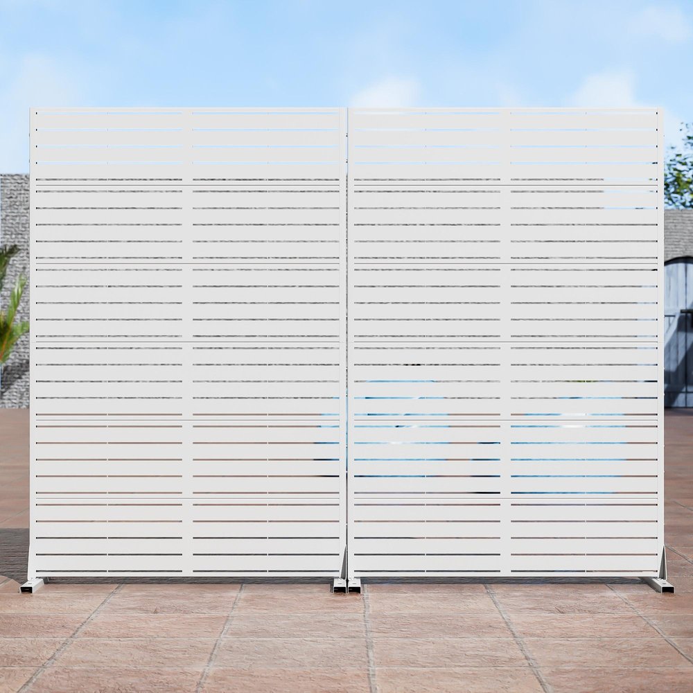 72" White Steel Outdoor Privacy Screen — view 2
