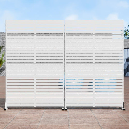 72" White Steel Outdoor Privacy Screen