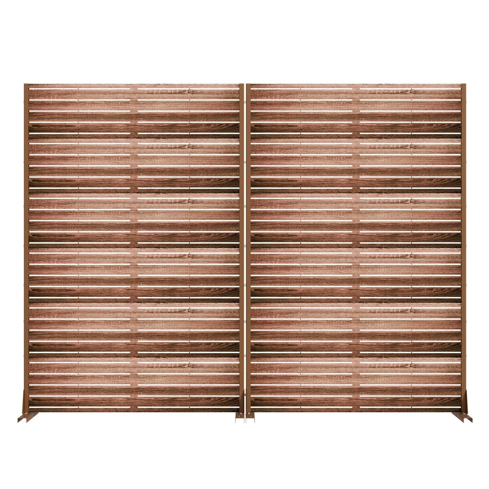 72" Brown Steel Six Panel Outdoor Privacy Screen — view 4