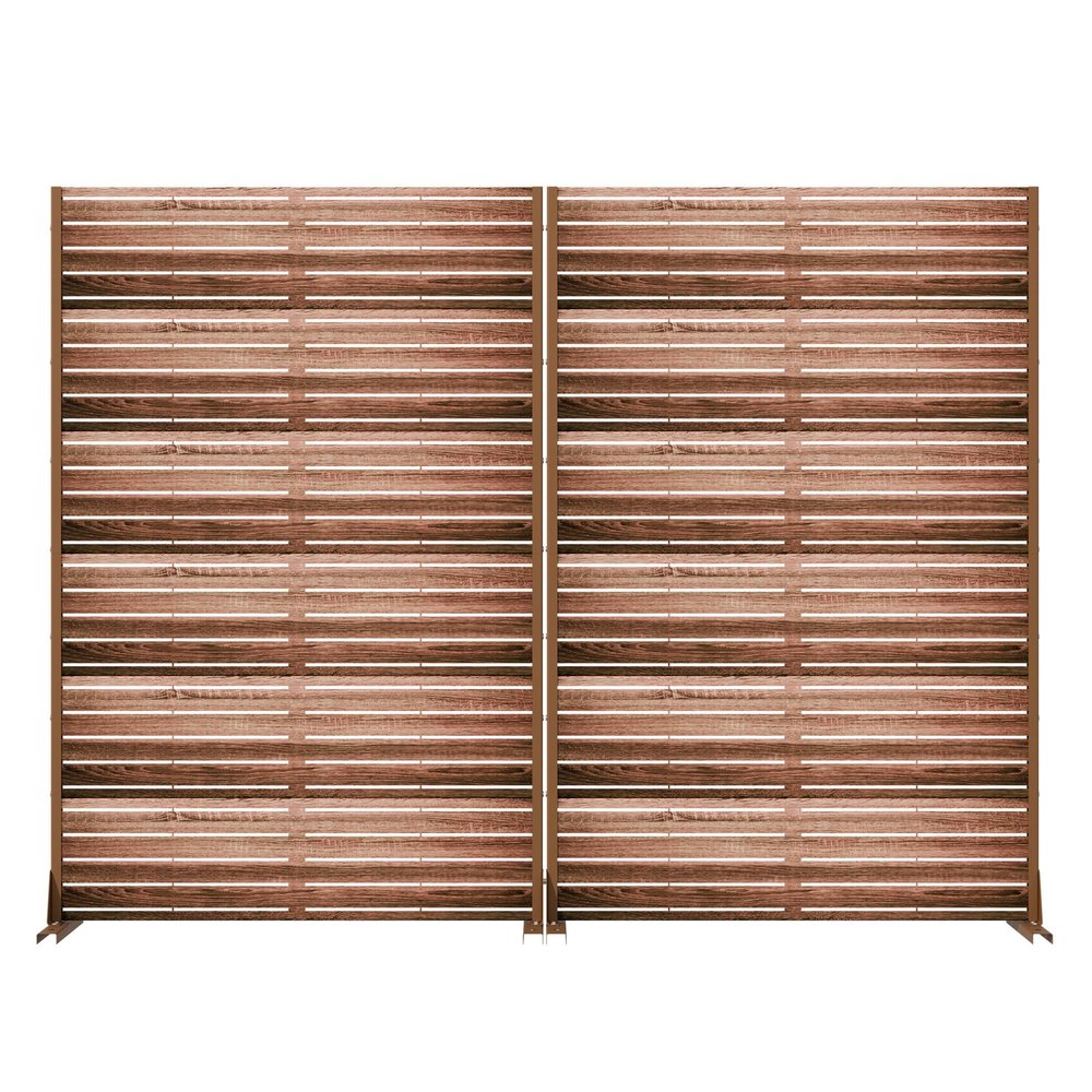 72" Brown Steel Six Panel Outdoor Privacy Screen — view 1