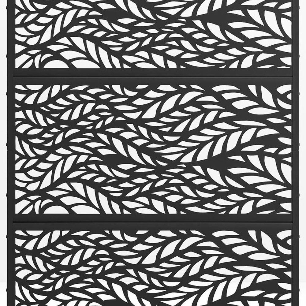 Set Of Two Black Abstract Steel Six Panel Outdoor Privacy Screen HomeRoots