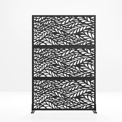 Set Of Two Black Abstract Steel Six Panel Outdoor Privacy Screen HomeRoots