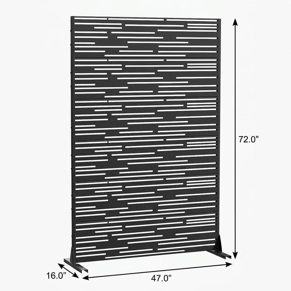 72" Black Metal 12 Panel Outdoor Privacy Screen — view 4