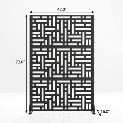 Set Of Two Black Abstract Steel Six Panel Outdoor Privacy Screen HomeRoots