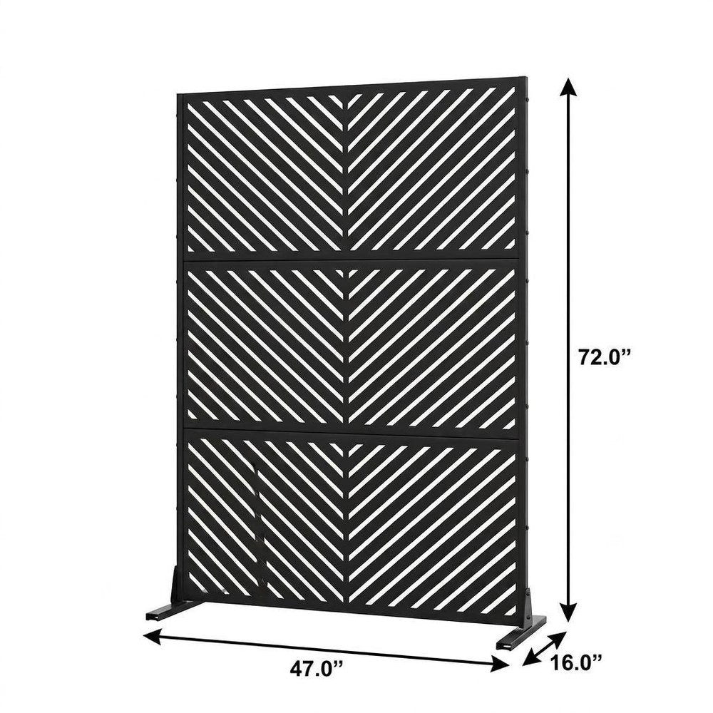 Set Of Two Black Abstract Steel Six Panel Outdoor Privacy Screen — view 5