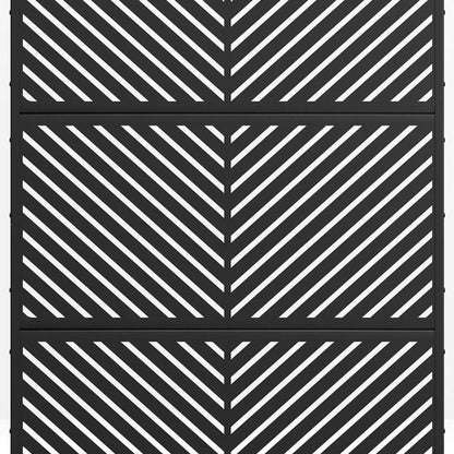 Set Of Two Black Abstract Steel Six Panel Outdoor Privacy Screen