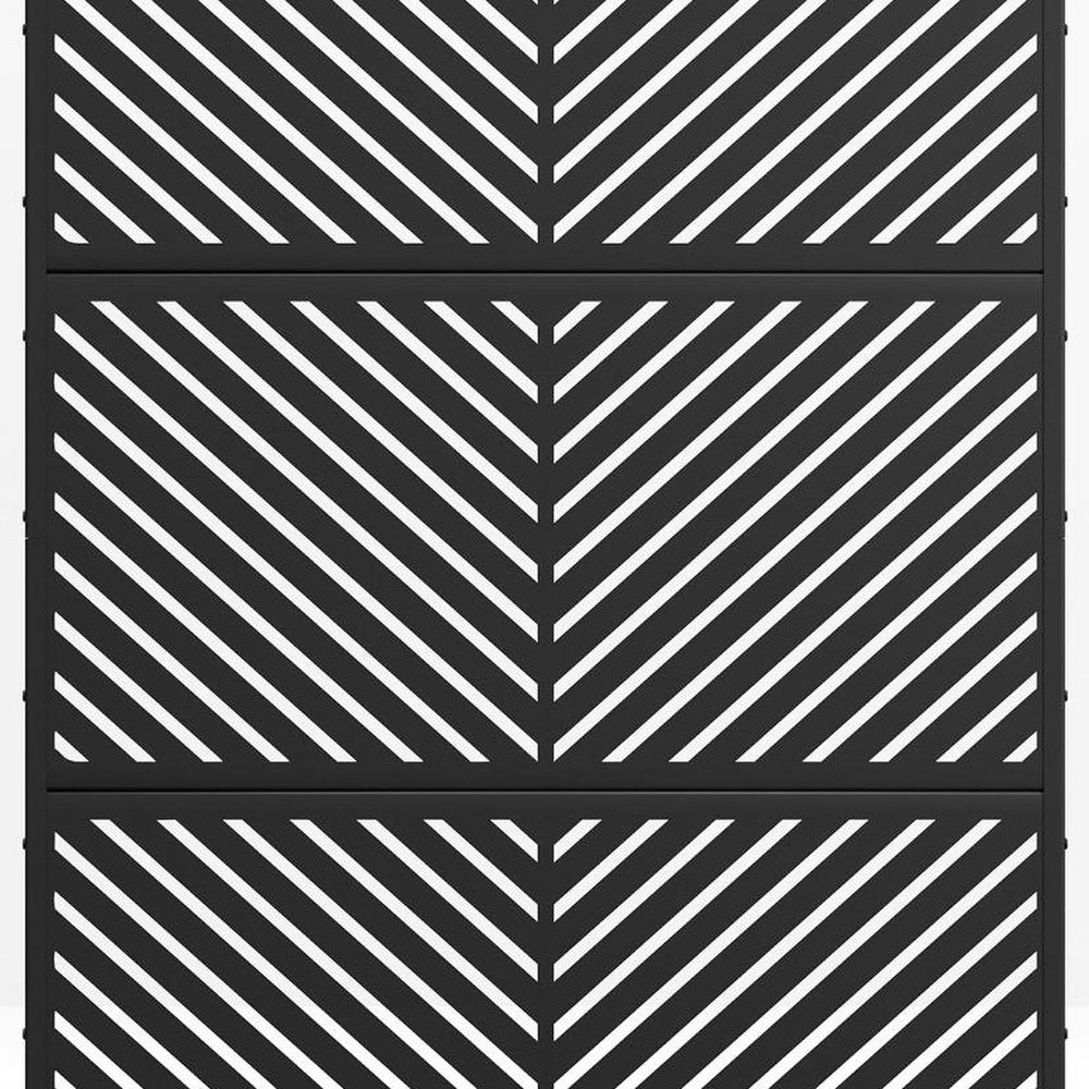 Set Of Two Black Abstract Steel Six Panel Outdoor Privacy Screen HomeRoots