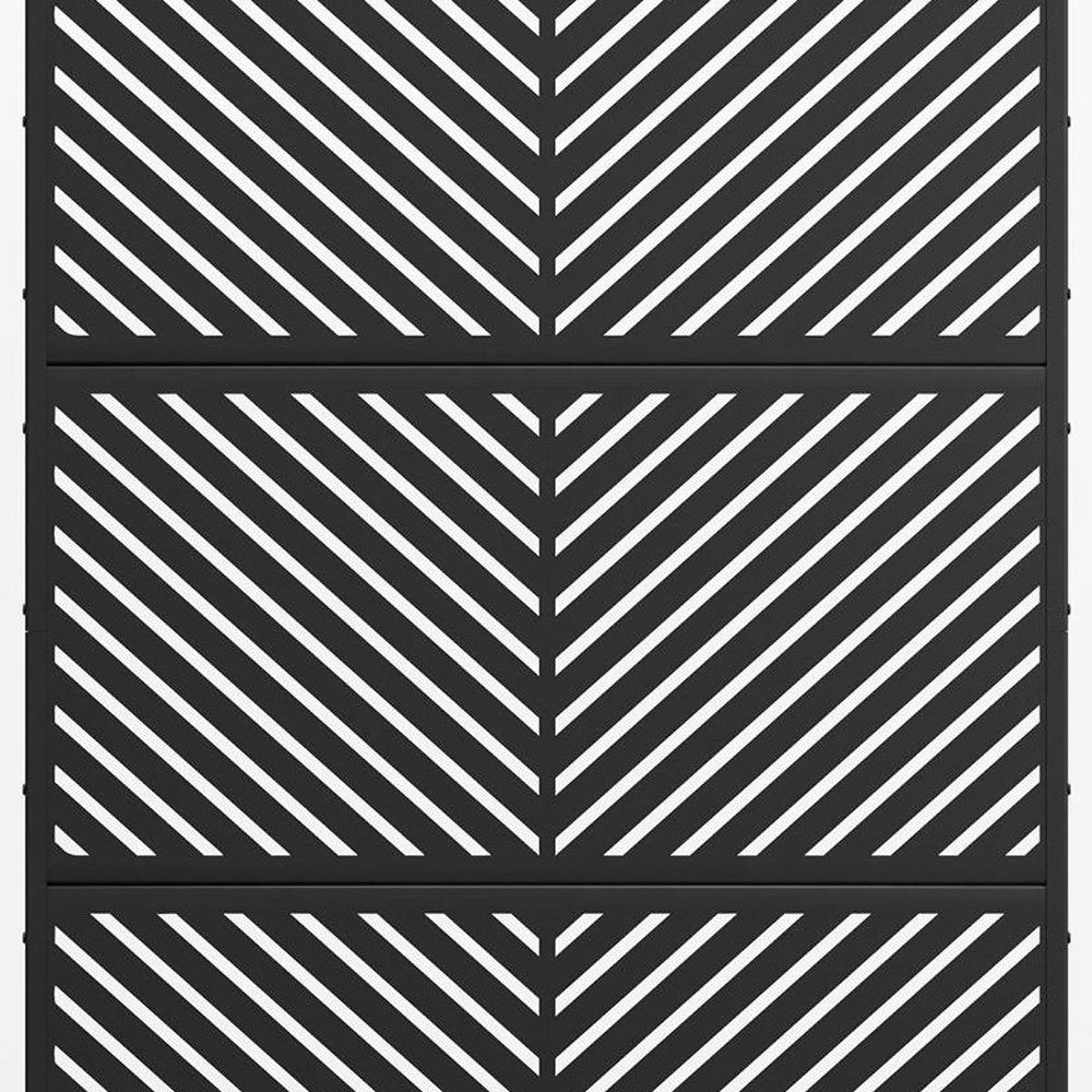Set Of Two Black Abstract Steel Six Panel Outdoor Privacy Screen HomeRoots