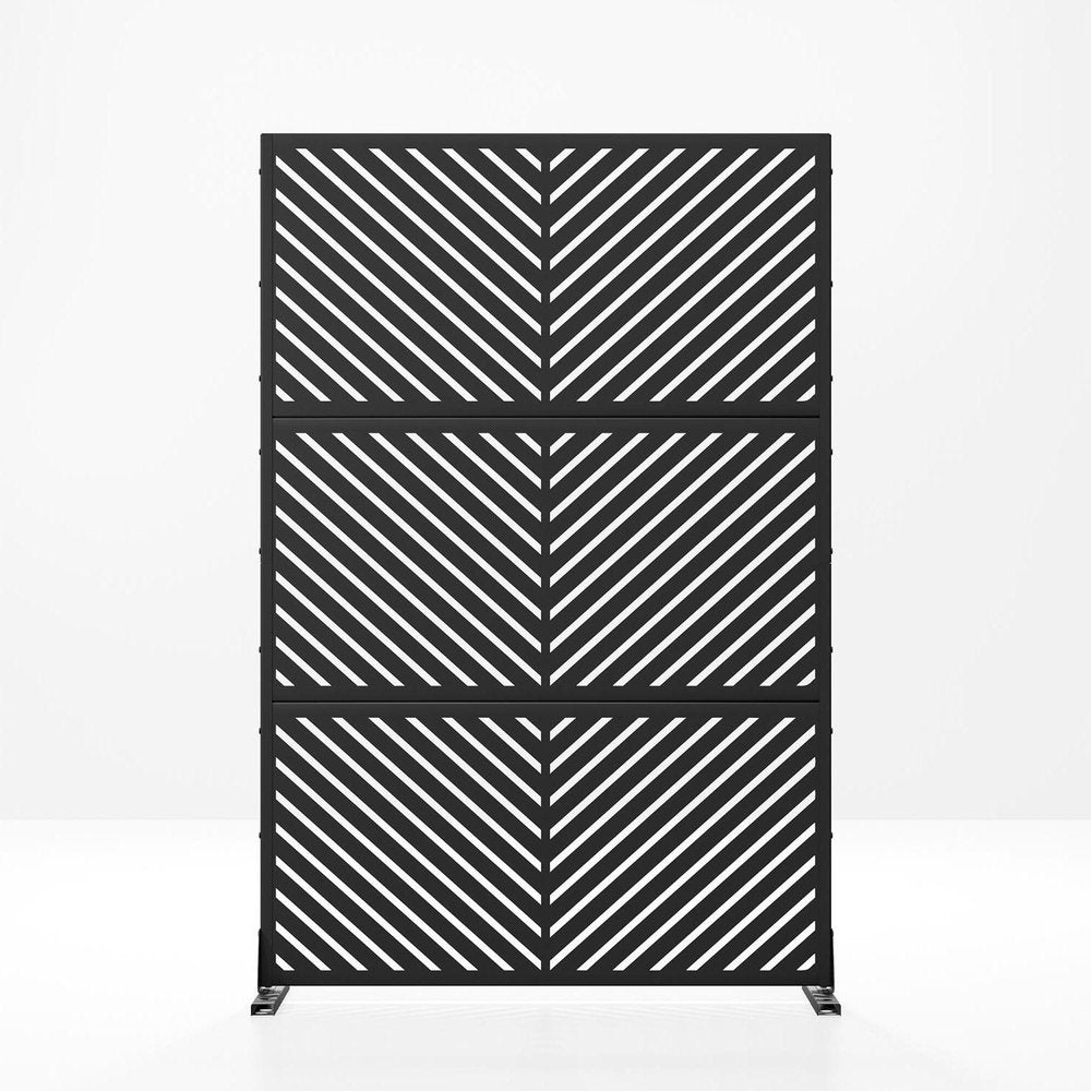 Set Of Two Black Abstract Steel Six Panel Outdoor Privacy Screen — view 6