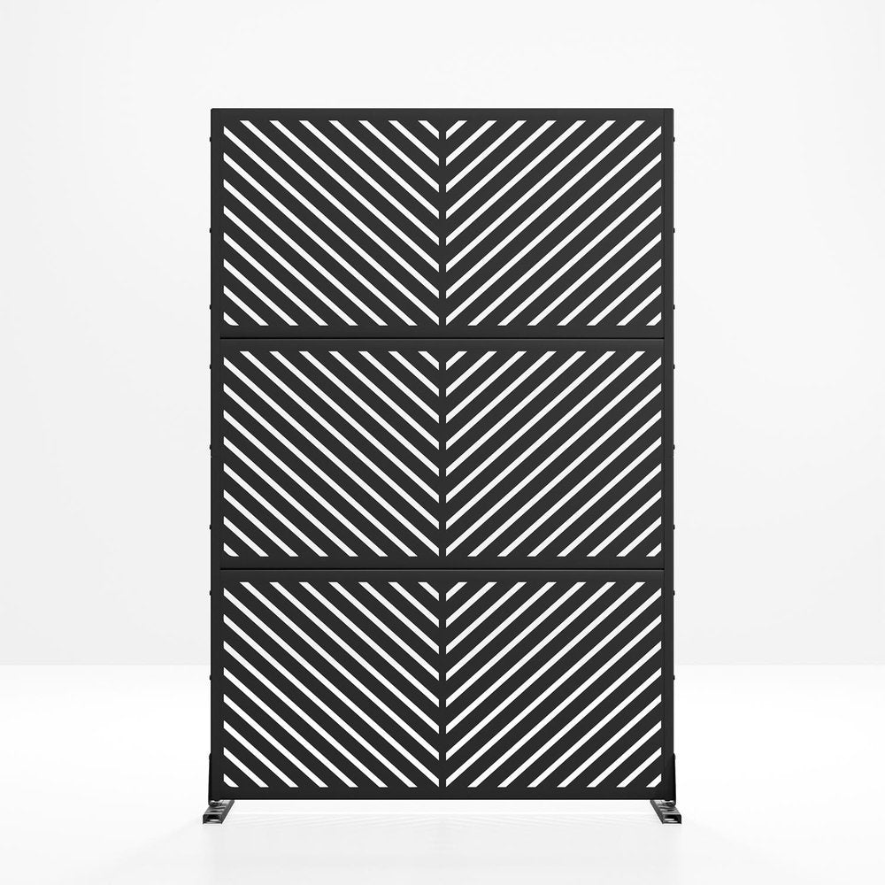 Set Of Two Black Abstract Steel Six Panel Outdoor Privacy Screen HomeRoots