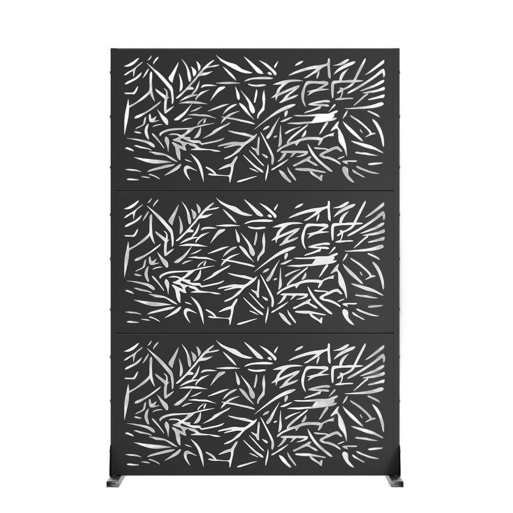 Set Of Two Black Abstract Steel Six Panel Outdoor Privacy Screen HomeRoots