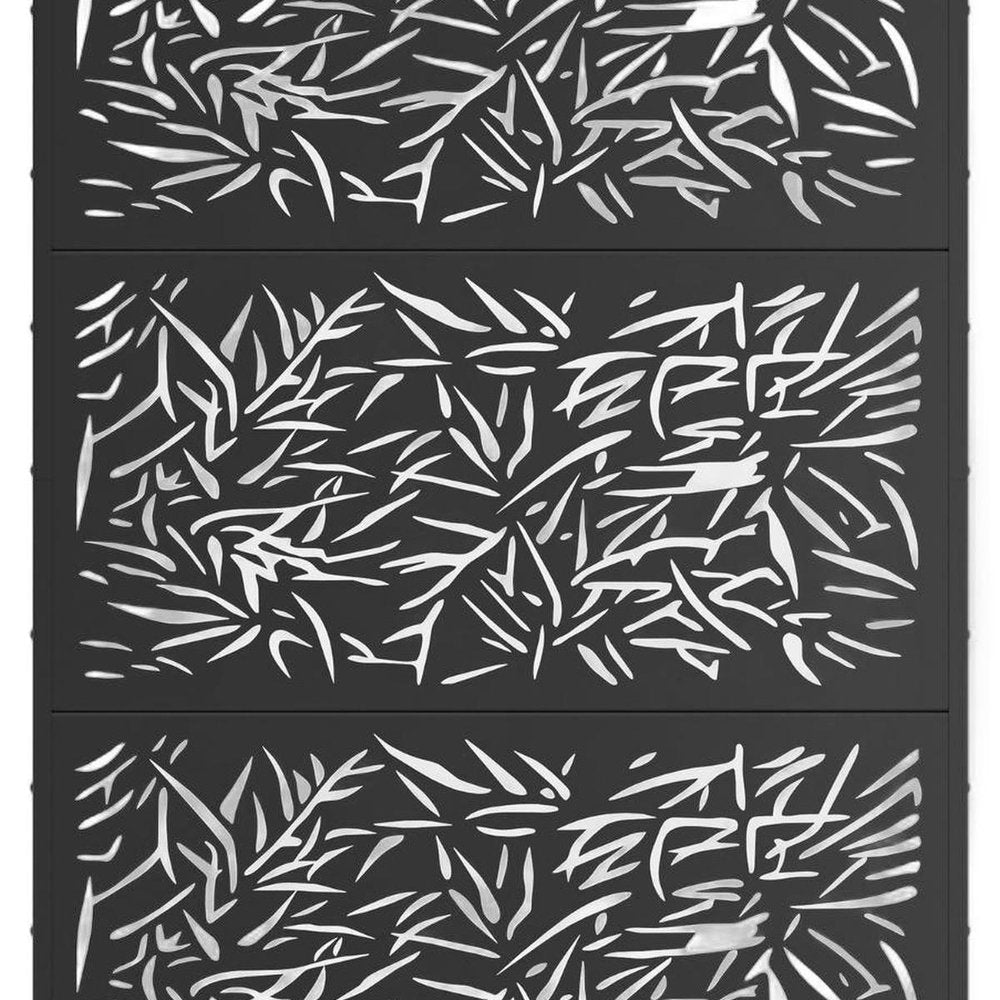 Set Of Two Black Abstract Steel Six Panel Outdoor Privacy Screen — view 3