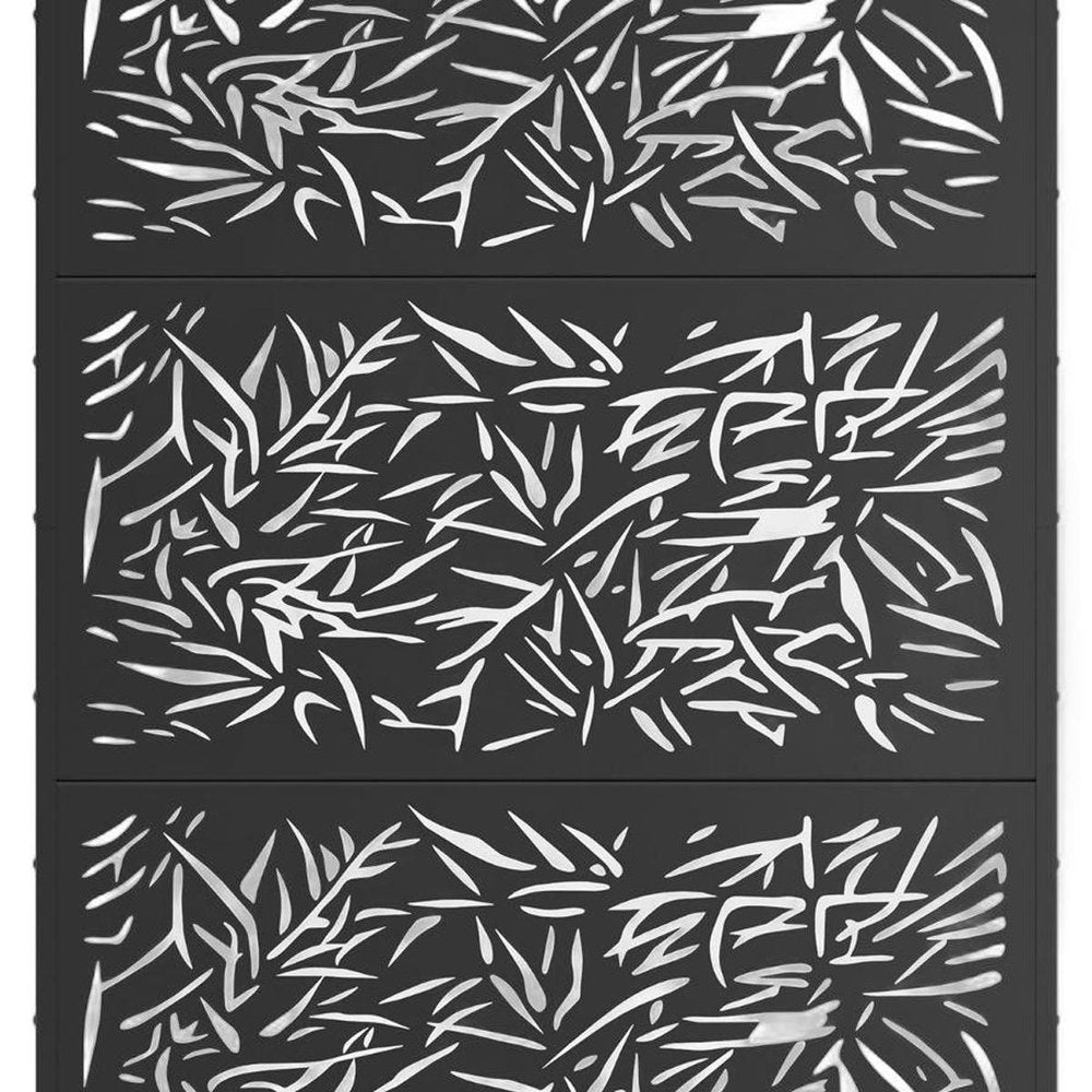 Set Of Two Black Abstract Steel Six Panel Outdoor Privacy Screen HomeRoots