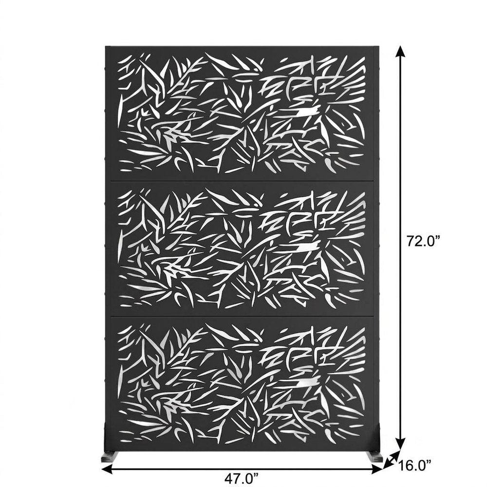 Set Of Two Black Abstract Steel Six Panel Outdoor Privacy Screen — view 7