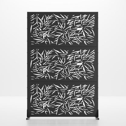 Set Of Two Black Abstract Steel Six Panel Outdoor Privacy Screen HomeRoots