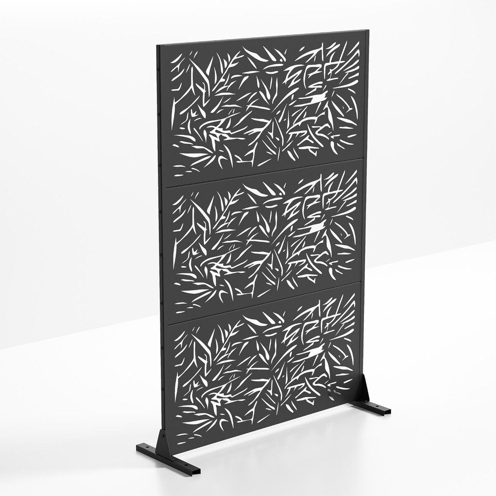 Set Of Two Black Abstract Steel Six Panel Outdoor Privacy Screen HomeRoots