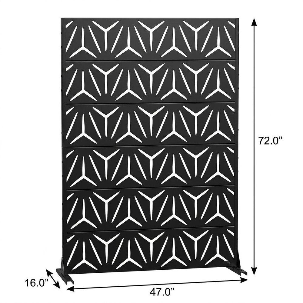 Set Of Two Black Abstract Steel 12 Outdoor Privacy Screen HomeRoots