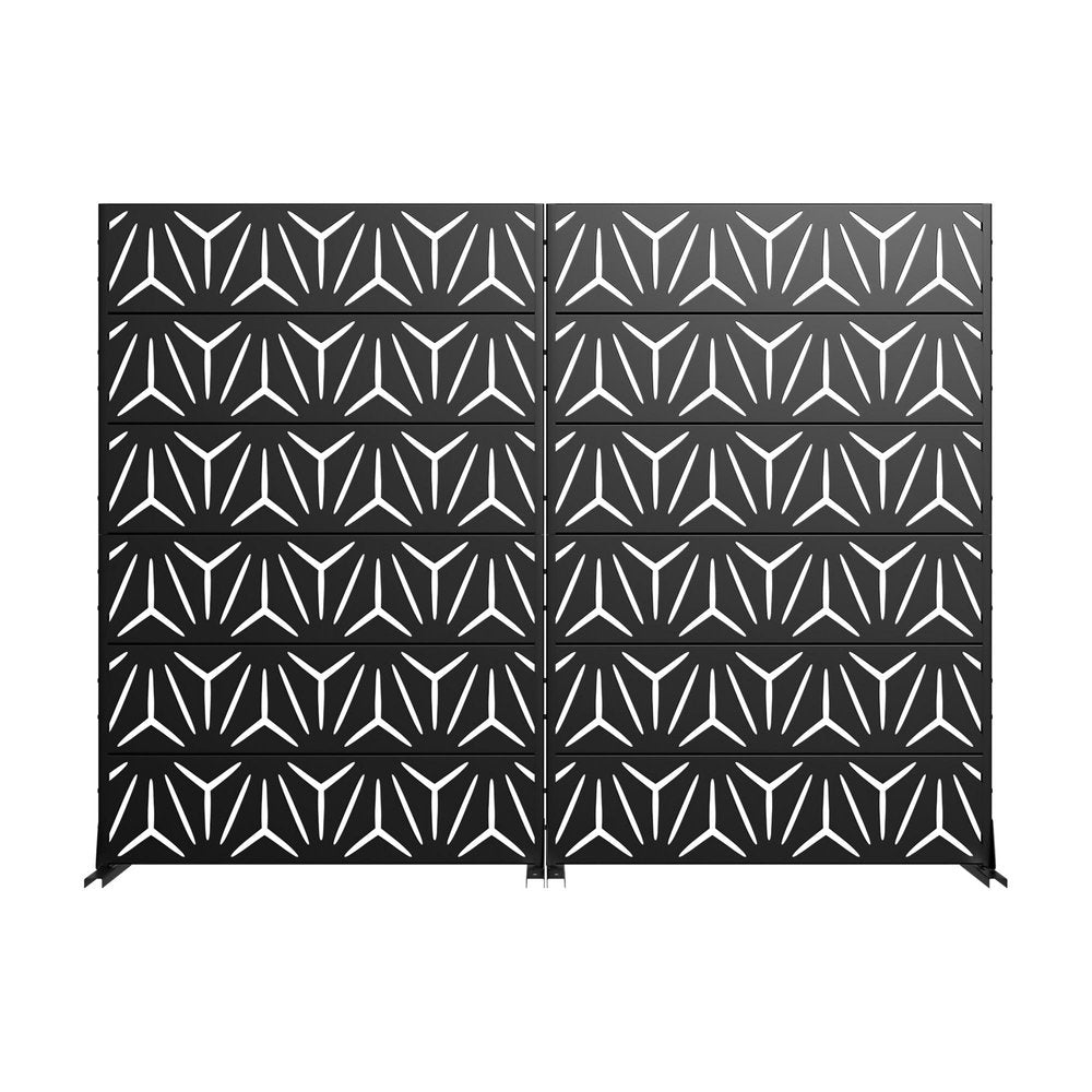 Set Of Two Black Abstract Steel 12 Outdoor Privacy Screen HomeRoots