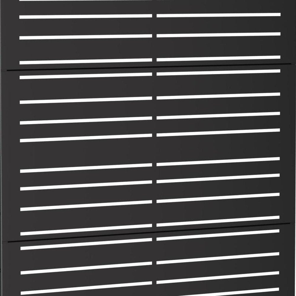 Set Of Two Black Abstract Steel 12 Outdoor Privacy Screen