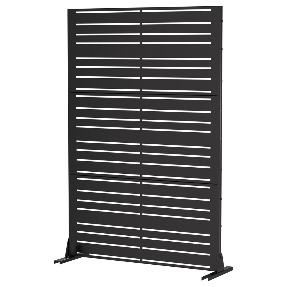 Set Of Two Black Abstract Steel 12 Outdoor Privacy Screen