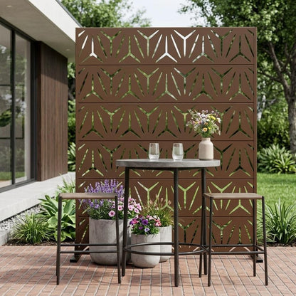 Set Of Two Brown Abstract Steel 12 Outdoor Privacy Screen HomeRoots