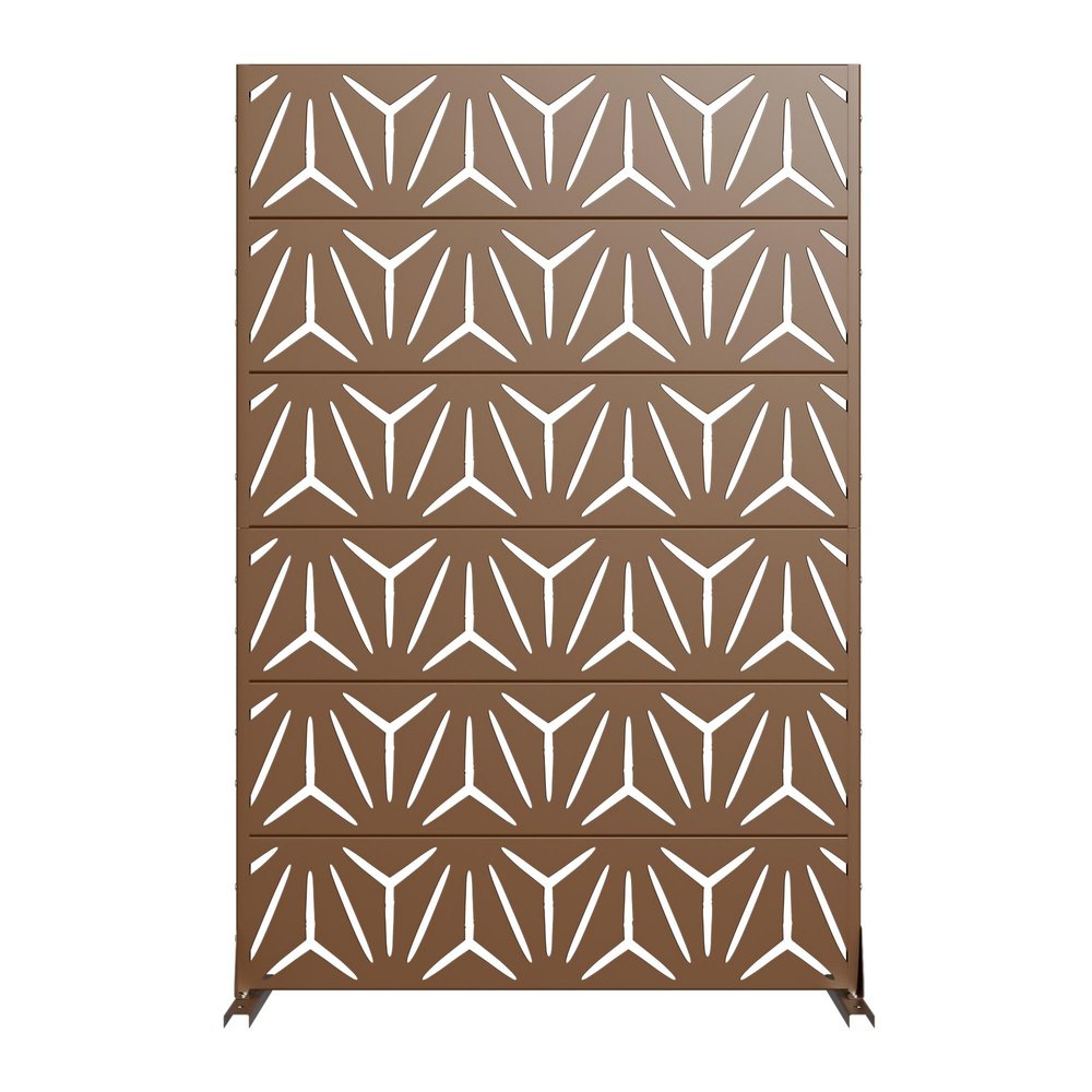 Set Of Two Brown Abstract Steel 12 Outdoor Privacy Screen HomeRoots