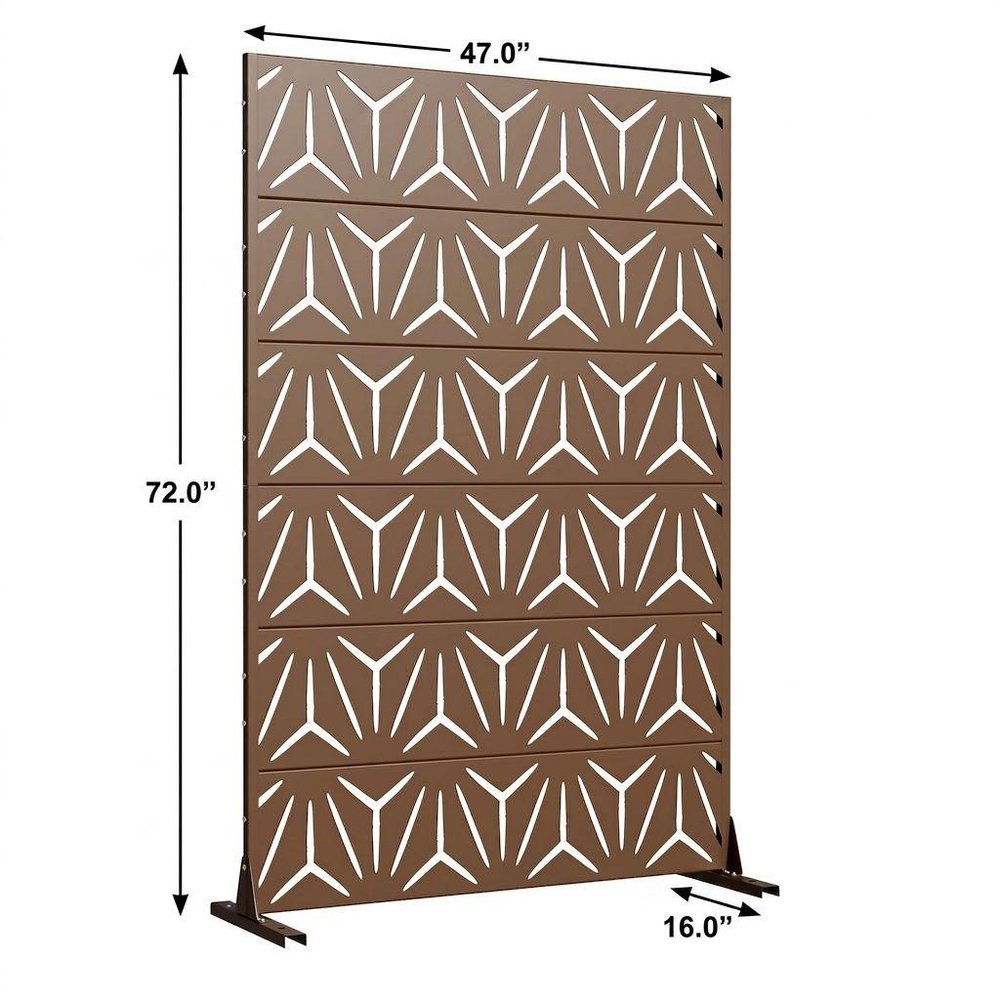 Set Of Two Brown Abstract Steel 12 Outdoor Privacy Screen HomeRoots