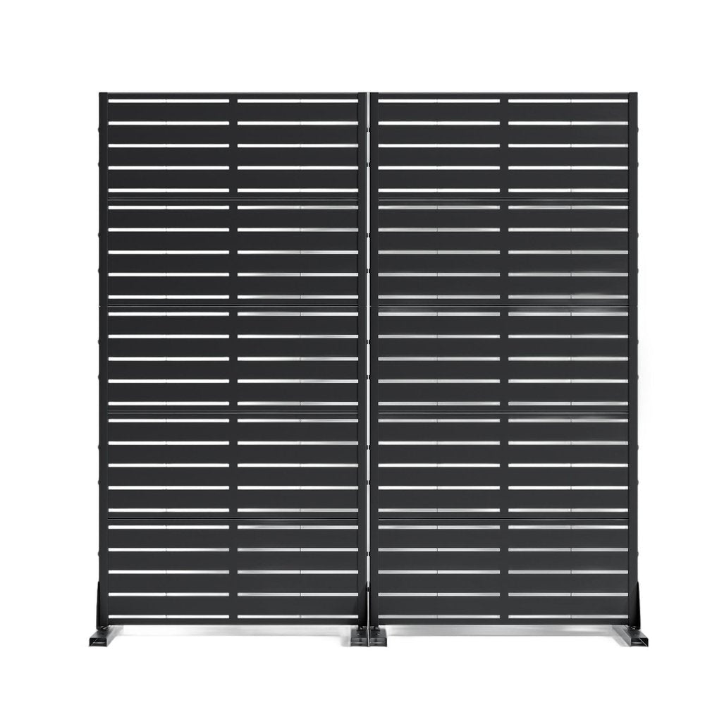 Set Of Two Black Abstract Steel 20 Outdoor Privacy Screen — view 3