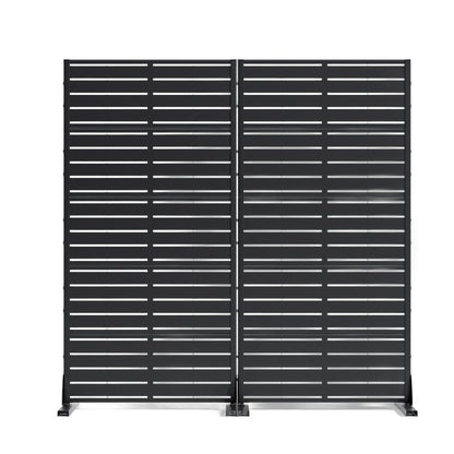Set Of Two Black Abstract Steel 20 Outdoor Privacy Screen HomeRoots