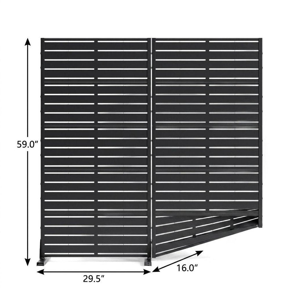 Set Of Two Black Abstract Steel 20 Outdoor Privacy Screen — view 6