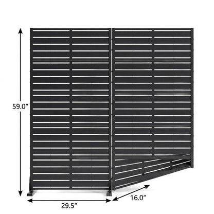 Set Of Two Black Abstract Steel 20 Outdoor Privacy Screen HomeRoots